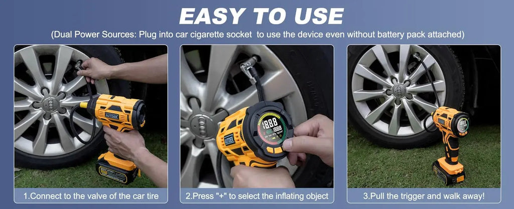 Portable Air Compressor, 21V Rechargeable Battery Powered 180PSI Handheld Pump