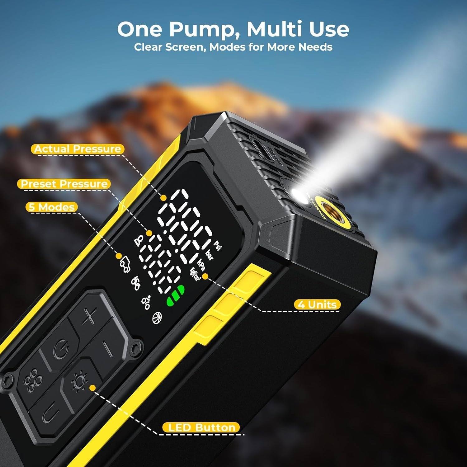 Tire Inflator Portable Air Compressor, 150 PSI Portable Tire Inflator for Car