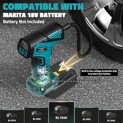 Cordless Tire Inflator Air Compressor for Makita 18V Battery 150PSI Portable