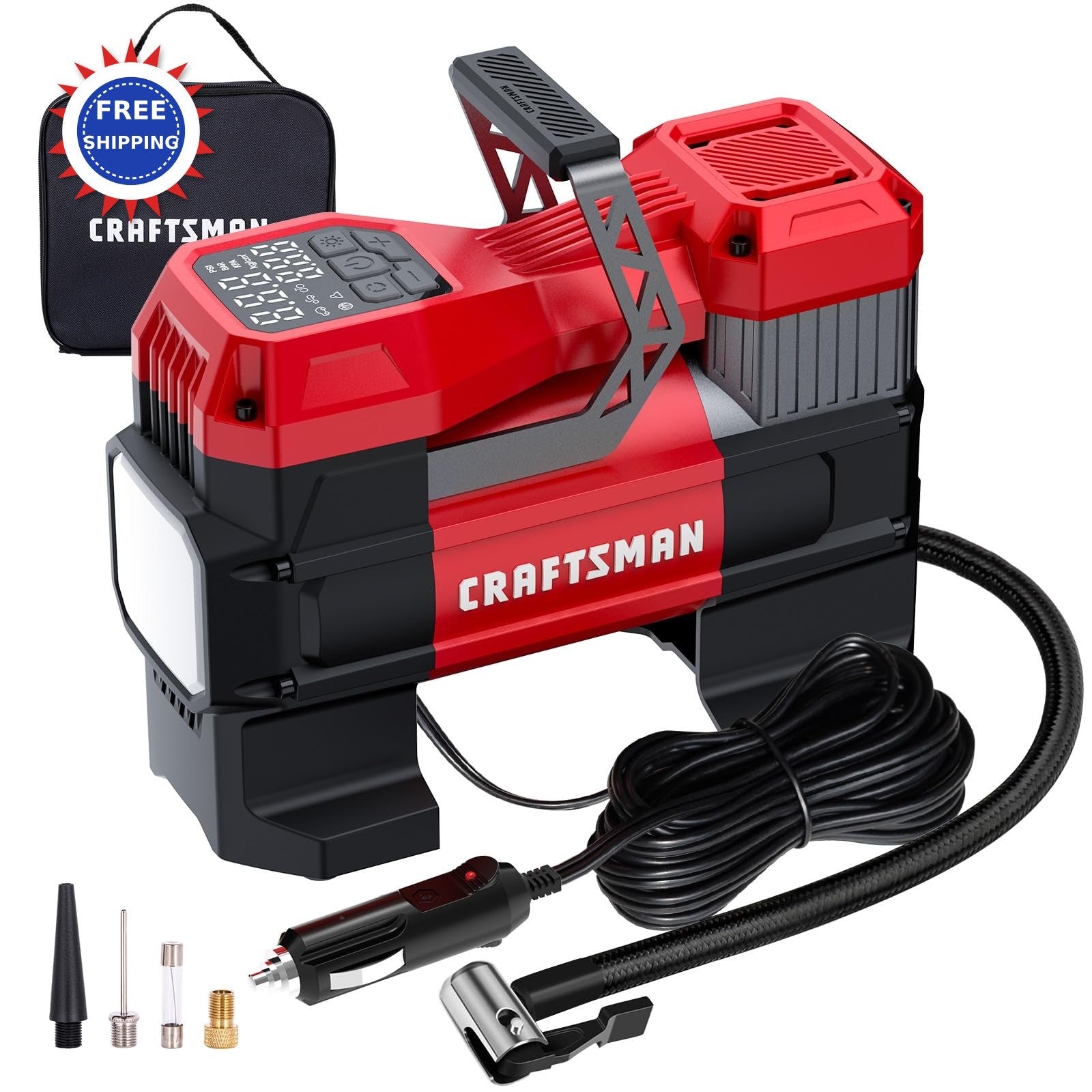 Tire Inflator Portable 12V Digital Air Compressor Pump 150PSI Auto Shut Off Led