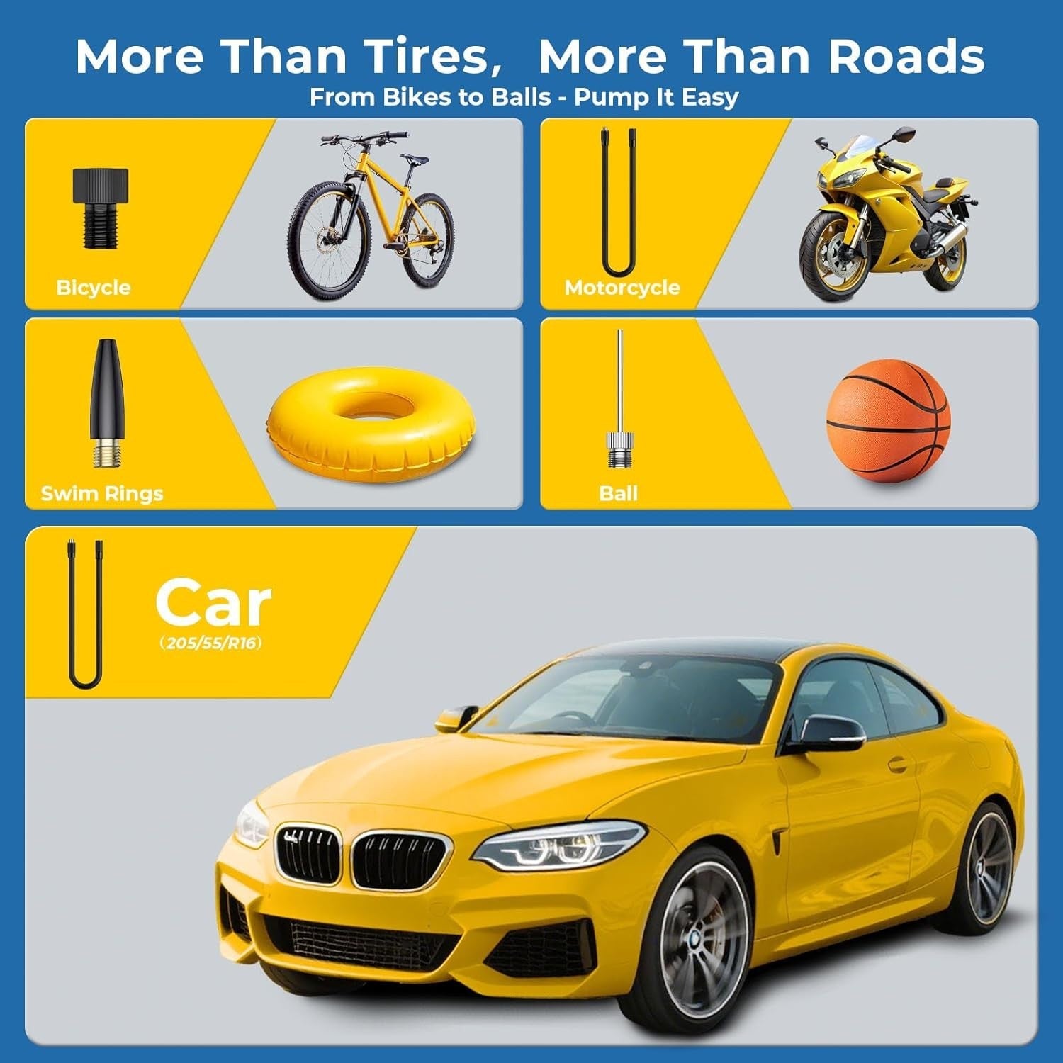 Tire Inflator Portable Air Compressor, 150 PSI Portable Tire Inflator for Car