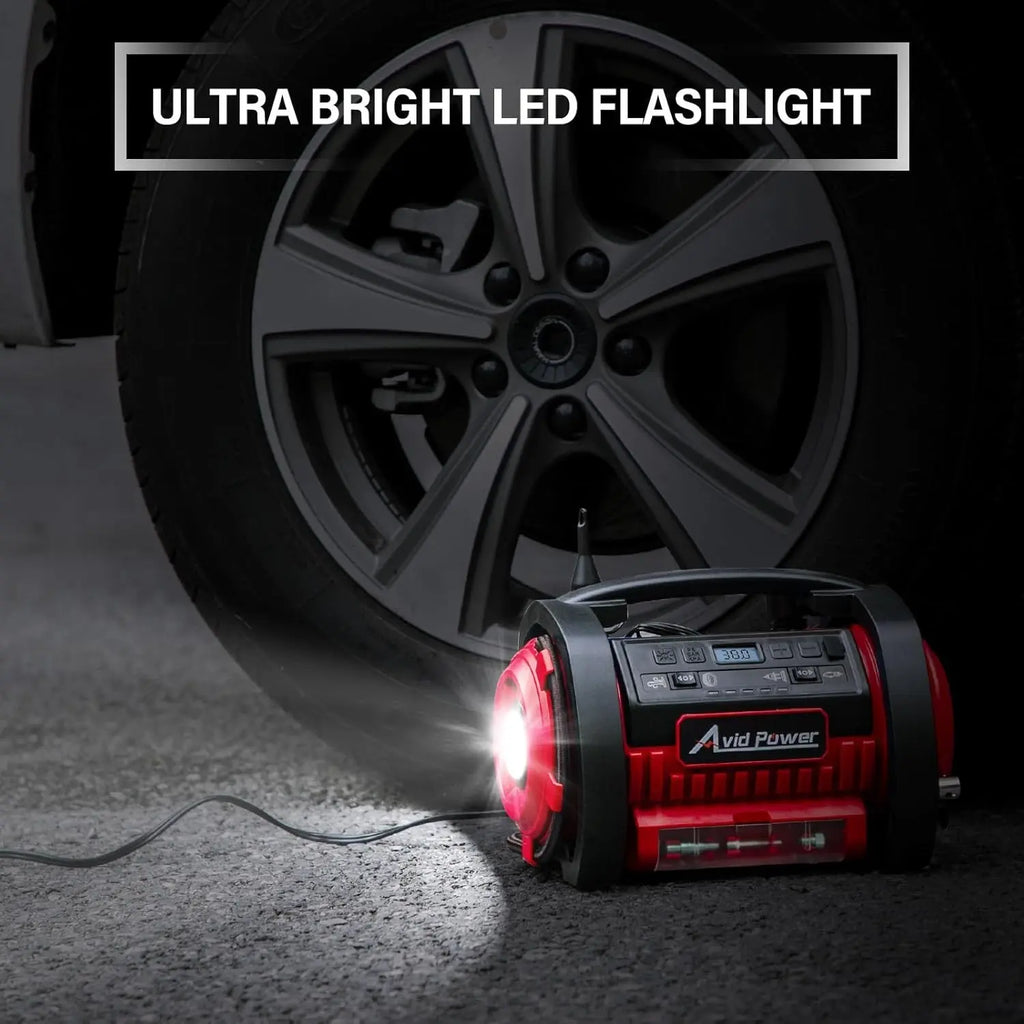 AVID POWER Tire Inflator Portable Air Compressor, 12V DC 110V AC Car Tire Pump,