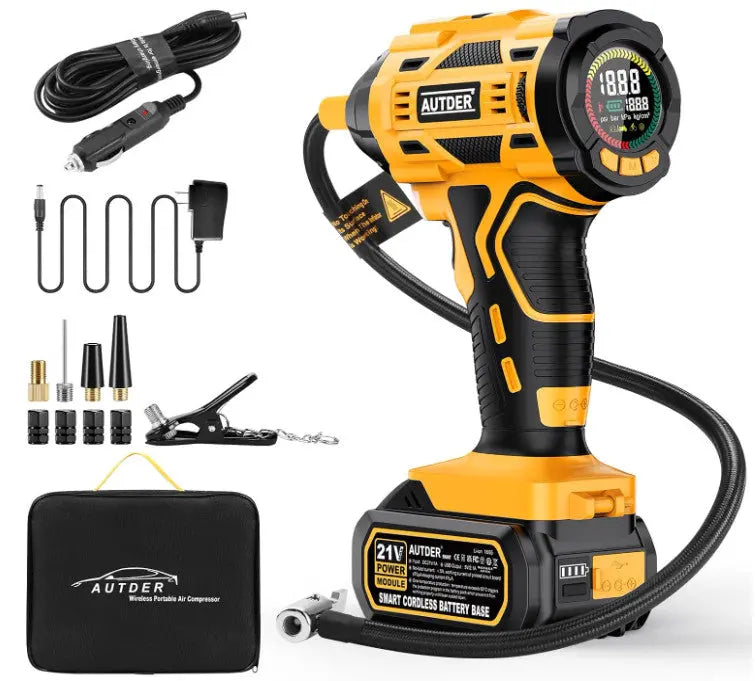 Portable Air Compressor, 21V Rechargeable Battery Powered 180PSI Handheld Pump