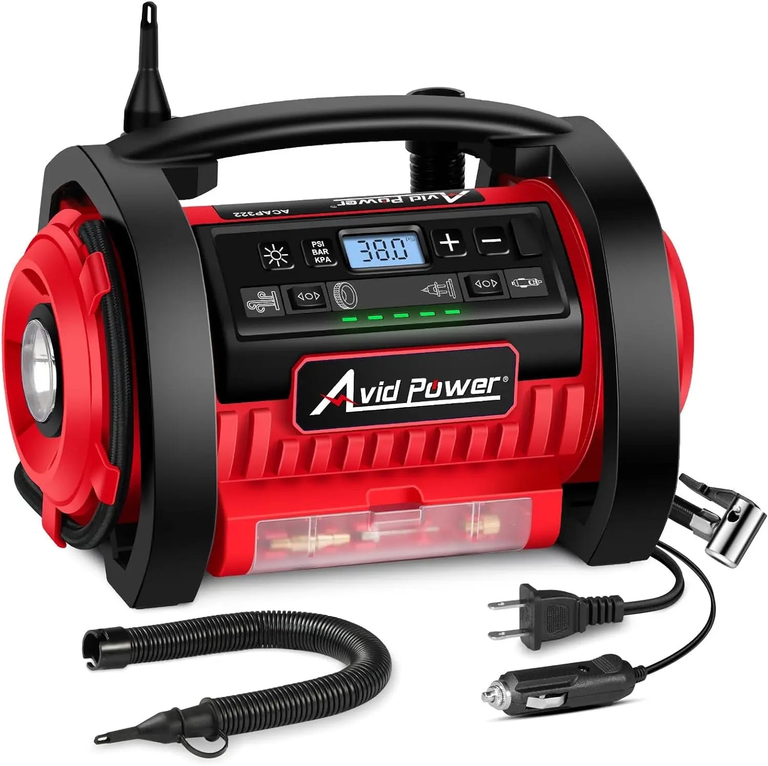 AVID POWER Tire Inflator Portable Air Compressor, 12V DC 110V AC Car Tire Pump,