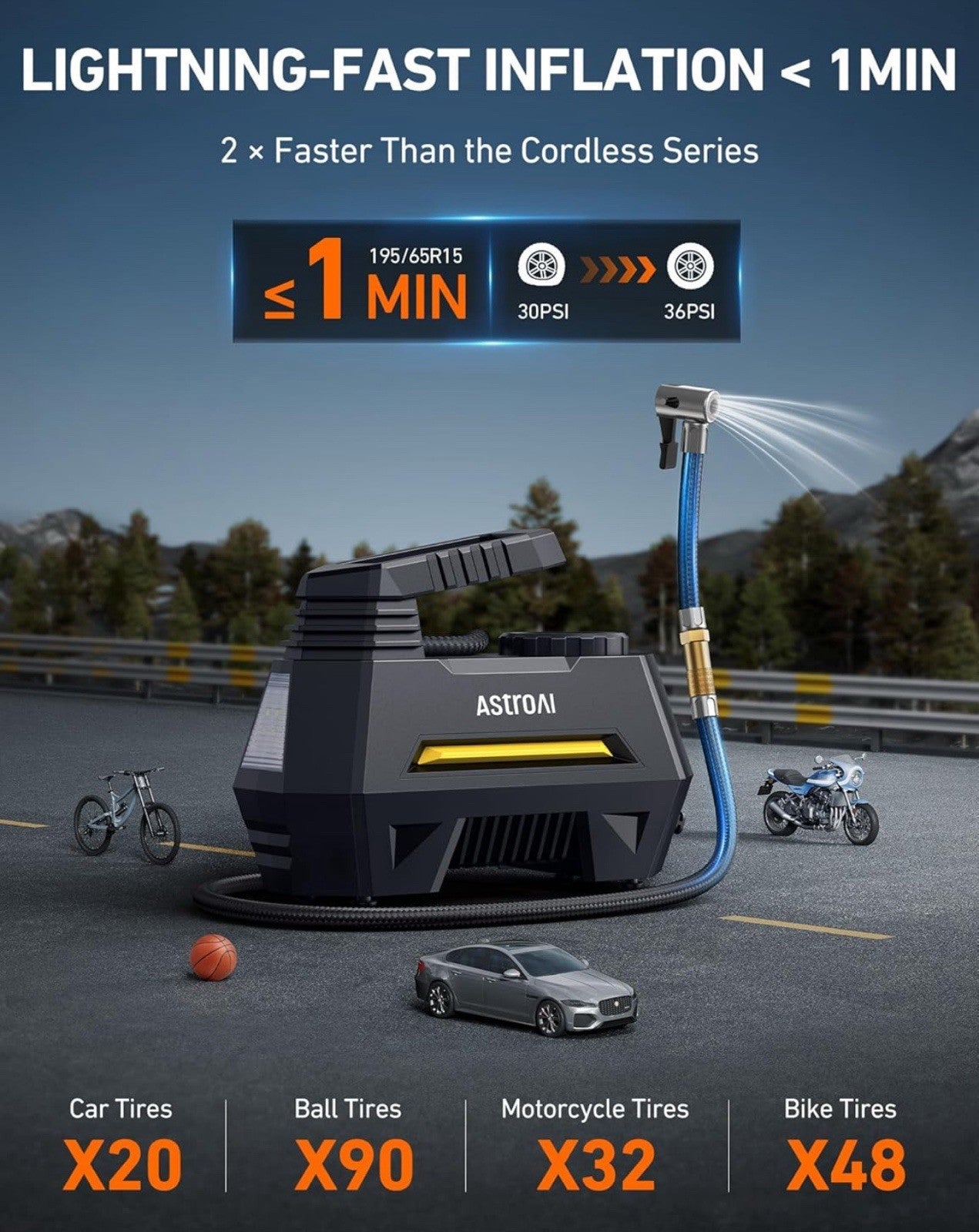 Tire Inflator Portable Air Compressor Tire Air Pump for Car Tires 12V DC